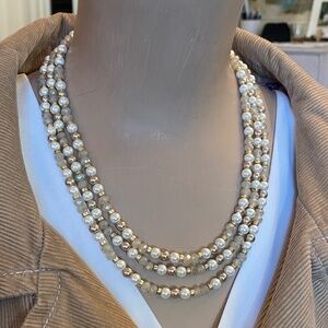 LOFT Gold and Faux Pearl Long Necklace